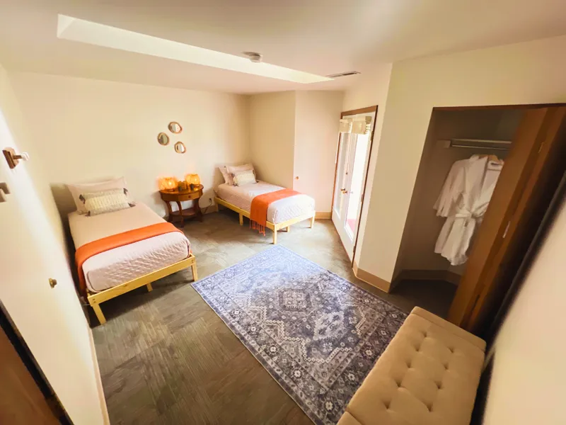 Spacious room with private entrance and seating area