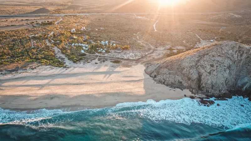 Serene Pacific waterfront at the Baja retreat center