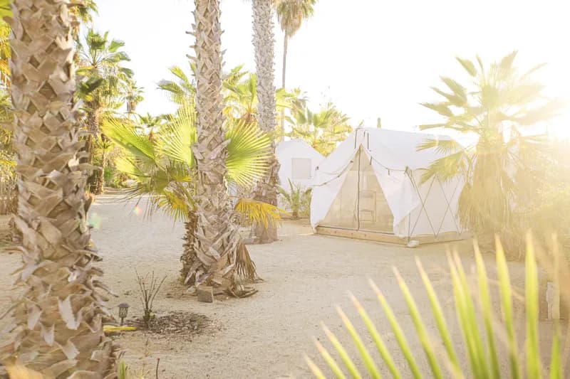 Spacious glamping accommodation set against the Baja sky