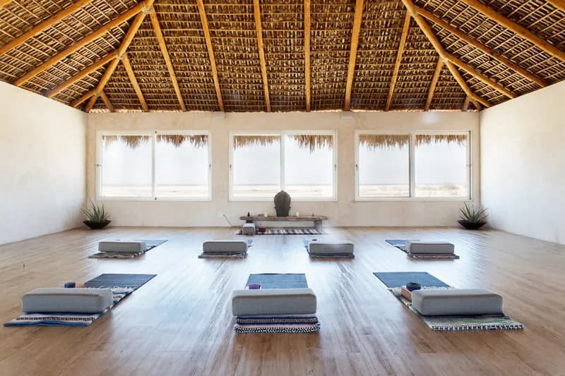 Meditation space prepared for a group practice session